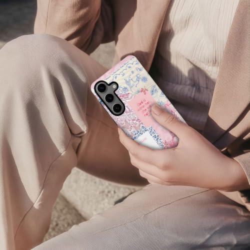 Compatible with Samsung Galaxy S23 FE,2-in-1 Frosted Phone Cover Shockproof Case - Bible Verse Pink Tulip Flowers - color: Bible Verse Pink Tulip Flowers, size: Samsung Galaxy S23 FE