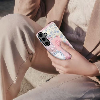 Compatible with Samsung Galaxy S23 FE,2-in-1 Frosted Phone Cover Shockproof Case - Bible Verse Pink Tulip Flowers - color: Bible Verse Pink Tulip Flowers, size: Samsung Galaxy S23 FE