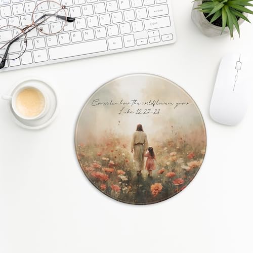 Christian Jesus Walking with Girl Mouse Pad, Christian Jesus Gifts Mouse Pads Mousepad for Desk Office Computers Laptop, Religious Office Supplies Desk Accessories, 7.9x7.9 Inch - color: Cute Sloth 26B