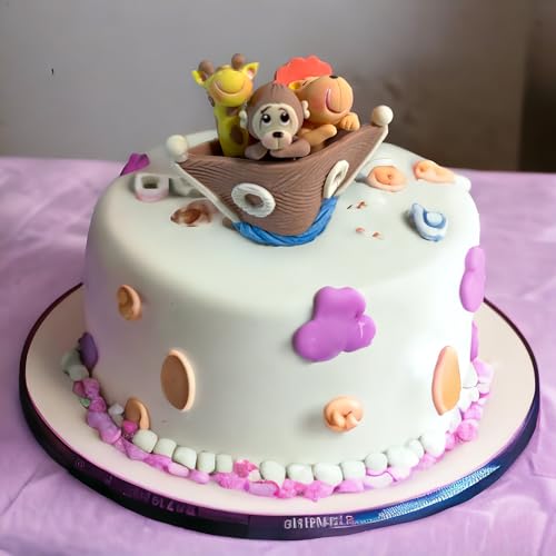 Noah's Ark Cake Toppers Set, Birthday Party, Baby Shower decoration, Animal theme party, Handmade, cute baby decor (Centerpiece "ONE" + 3D)
