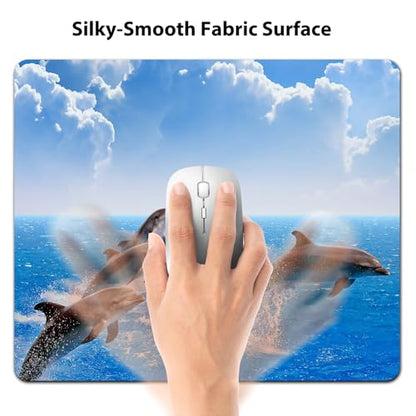 Dolphins Leaping in Harmony Over the Blue Ocean Mouse Pad, Mat for Desk - color: Cute Colorful Art Rec16