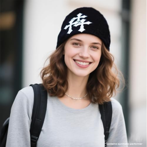 LUBINGSHINE Y2K Knitting Hat, Spider Web Pattern Beanies for Men & Women, Warm Knitted Hat Streetwear Outdoor Winter - color: Cross Graphics