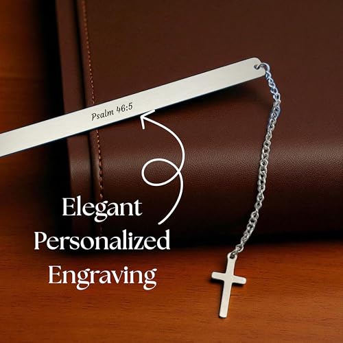 Custom Metal Bookmark with Cross Charm Durable Stainless Steel Gift Box - style: Cross Bookmark Engraved