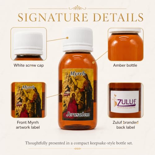 Zuluf Myrrh Anointing Oil Set of 3 from the Holy Land Jerusalem Pure Olive Base Blessed Christian Prayer Oil from Bethlehem for Baptism Christening Godparent Faith Gift 5.1 Fl Oz 3 Pack Bottles