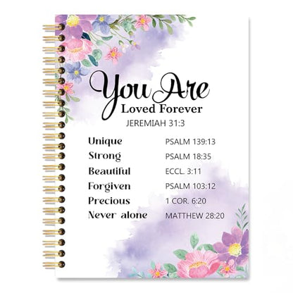 You are Loved Forever Spiral Notebook, Floral Christian Notebook, Church Prayer Journal, Inspirational Bible Verse Writing Gifts for Women Men Friends Teachers Sister BFF - style: You Are