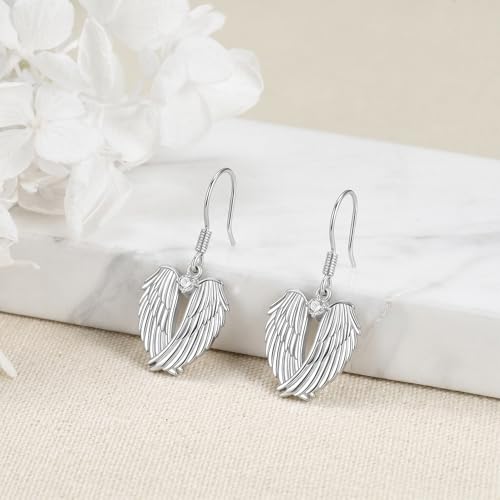 Angel Wing Earrings for Women 18K White Gold Plating Dangle Drop Earrings Jewelry Gifts