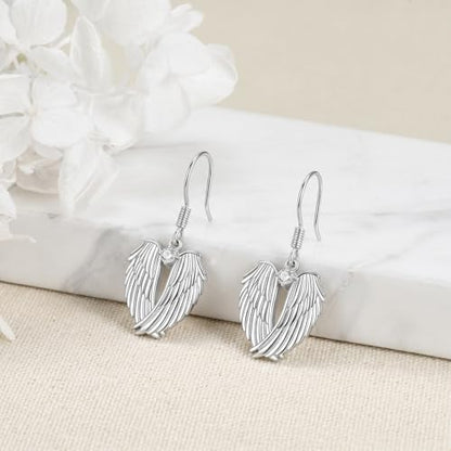 Angel Wing Earrings for Women 18K White Gold Plating Dangle Drop Earrings Jewelry Gifts