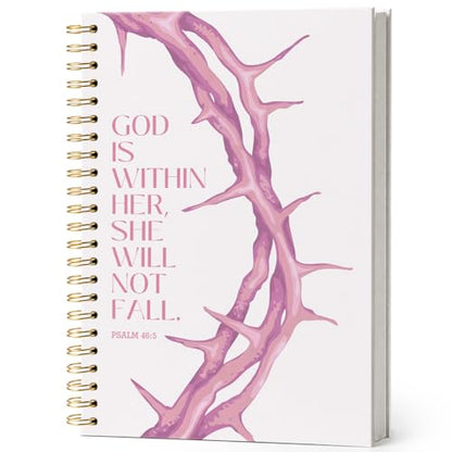 Christian Bible Study Journal Notebook,Christian Religious Gifts for Women Teen Girls,Church Prayer Sermon Notes Journal,God Is Within Her She Will Not Fall Hardcover Spiral Notebook - color: PSALM 46:5