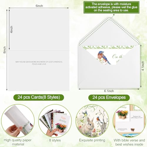 Zhanmai 24 Pcs Religious Birthday Cards Bulk with Scripture Bible Verse Assorted Christian Blessings Birthday Greeting Cards 4 x 6 Inch Inspirational Cards with Envelopes(Scenic Style) - style: Scenic Style