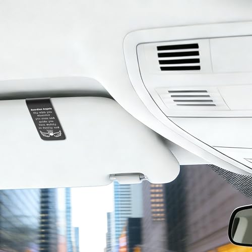 YODOCAMP Guardian Angel Car Visor Clip Stainless Steel, Drive Safe Reminder Gift, Angels Fly with You Wherever You Go Engraved Message, Religious Car Accessory TZC192 - color: Black-C192