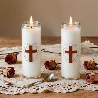 2 Pack White Prayer Candles, Devotional Prayer Candle in Glass Jars - size: 2