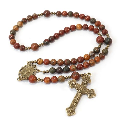 Handmade Catholic Rosary Beads - color: Picasso Jasper - Brown