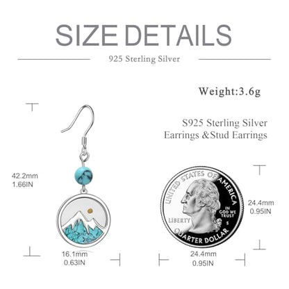 AOBOCO Mustard Seed Earrings for Women Sterling Silver Mountain Cross Earrings Dangle Christian Religion Jewelry Mothers Day Birthday for Mom Wife Friends - style: Round Turquoise Earrings