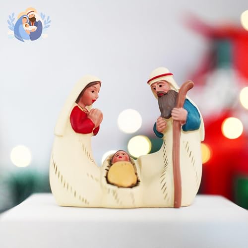 Holy Family Statue Catholic, Small Resin Nativity Figurine, 2.56 Inch