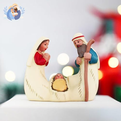 Holy Family Statue Catholic, Small Resin Nativity Figurine, 2.56 Inch