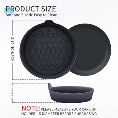 Amooca 4-Pack Spill-Proof Cup Coasters Non-Slip Car Cup Holder Inserts - color: Black, size: 4 pack