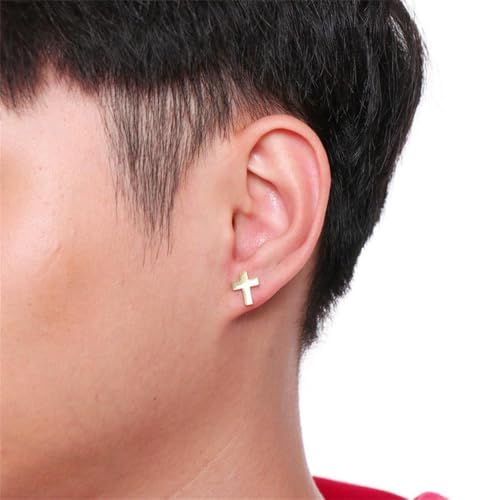Cross Stud Earring for Women Men Dainty Small Cross Earrings Minimalist Simple Gold Silver Black Religious Faith Cross Studs - color: Gold