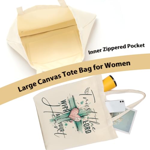 Faith Canvas Tote Bag, Christian Gifts for Women Girls Mom Sister Inspirational Bible Verse Birthday Christmas - color: Faith 807