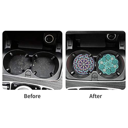 Vaincre 4 Pack Ceramic Mandala Car Coasters