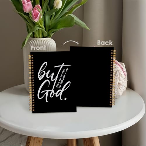 Wheatwin Bible Notebook, But God Christian Notebook Journal, Christian Gifts for Men Women, Inspirational Christian Hardcover Spiral Notebook 5.5x8.3 - Black - color: But god - Black