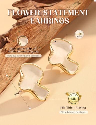 S925 Sterling Silver Flower Statement Earrings For Women Trendy - color: small cloud