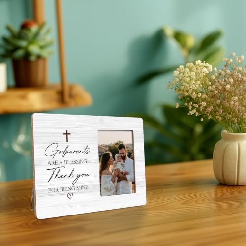 Godparents Picture Frame, Christian Thank You Gifts Photo Frame, Godparent Appreciation, 4x6 Photo - color: White 5