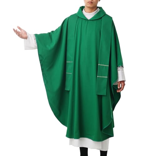 BLESSUME Hope/Spirit Church Priests Solid Chasuble Mass Vestments - color: Green-flat Collar