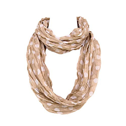 TrendsBlue Premium Polka Dot Infinity Loop Fashion Scarf - color: Brown