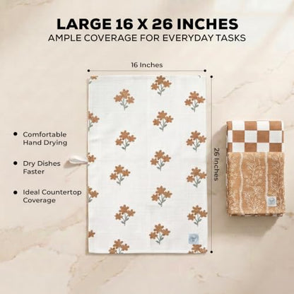 Kitchen Towels, Dish Towels for Kitchen, 3 Pc Kitchen Towel Set - color: Coffee
