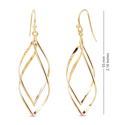 Charmsy 925 Sterling Silver Double Twisted Infinity Dangle Earrings for Women | Linear Marquise Large Loops Classic Infinity Drop Dangle Earrings - color: Twisted Gold-Plated