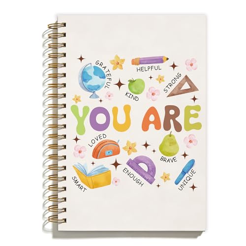 Boho Inspirational Teacher Spiral Notebook, You Are Enough Motivational Notebooks for Teachers Students, Teacher Appreciation Gifts, Positive Affirmation Journal, Coworker Gifts, 5.5x8.3 Inch - color: Colour-8