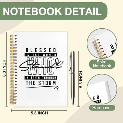 Bible Notebook for Women, Christian Journal,Blessed Is The Woman Who In Faith Through The Storm Inspirational Christian Church Hardcover Spiral Notebook Office Supplies Gifts,5.5x8.3 Inch - color: white-Blessed Is The Woman Who In Faith Through The Storm