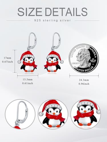 Dorunmo 925 Sterling Silver Dangle Drop Earrings for Women Holiday Earrings Hypoallergenic Halloween Christmas Jewelry Festival Gifts for Women - style: Christmas-Penguin