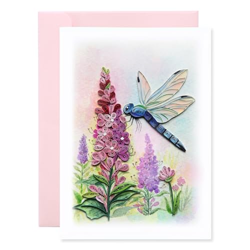 KingKraft Dragonfly Quilling Card, Birthday Card, Anniversary Card for Wife, Husband, Greeting Card for All Occasions, Mothers Day, Valentines Day Card, Thinking of You, Get Well Card - color: Dragonfly