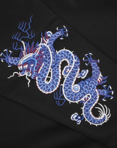Niepce Inc Men's Embroidered Graphic Crewneck Sweatshirt - color: Black-blue Dragon, size: 3X-Large
