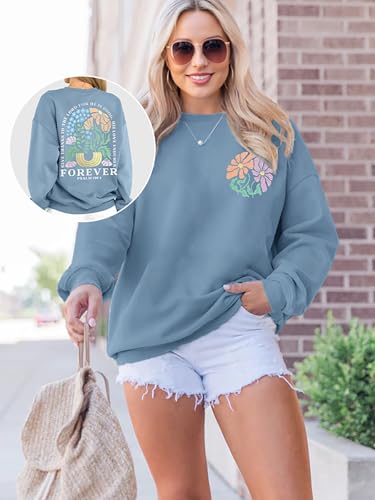 Christian Sweatshirts for Women Jesus Faith Pullover Long Sleeve - color: C-light Blue, size: Medium