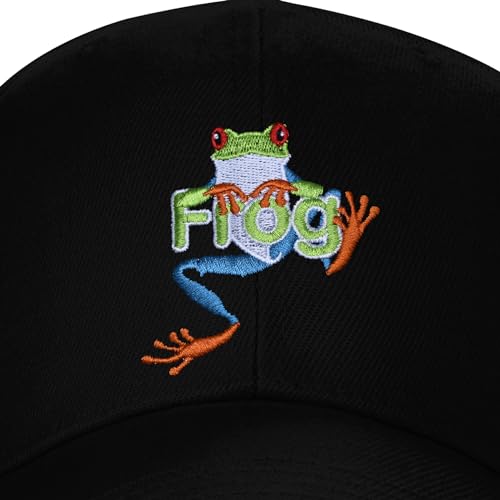Embroidered Baseball Cap for Women Men Adjustable Baseball Hat Black Baseball Cap Trucker Hat - color: Frog