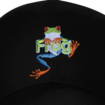 Embroidered Baseball Cap for Women Men Adjustable Baseball Hat Black Baseball Cap Trucker Hat - color: Frog