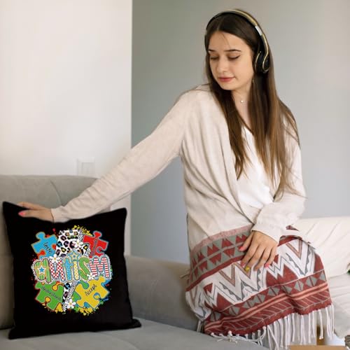 QIYUHOY Autism Puzzle Mental Health Throw Pillow Covers, 18x18 Inch - color: 009-motivational
