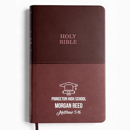Personalized KJV Bible, Custom Name, School Name, Class of 2026 Design, King James Version, Red Letter, Value Thinline, Graduation Gift, High School or Collage Graduate, Brown - color: Kjv Brown Value Thinline, size: King James Version