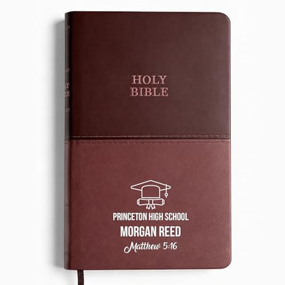 Personalized KJV Bible, Custom Name, School Name, Class of 2026 Design, King James Version, Red Letter, Value Thinline, Graduation Gift, High School or Collage Graduate, Brown - color: Kjv Brown Value Thinline, size: King James Version