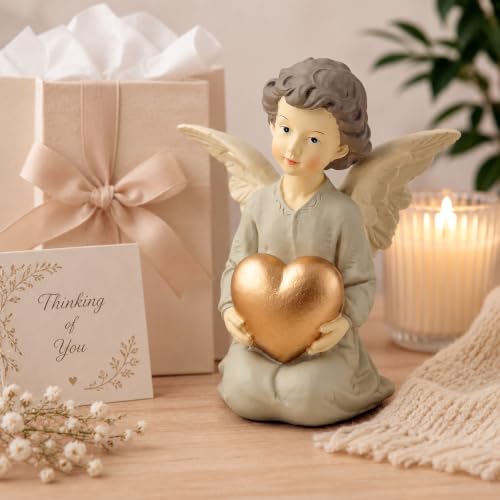 Kneeling Angel Girl Figurine With Heart, 5.12 Inch Resin Guardian Angel - style: 5.12'' Angel w heart on base