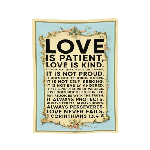 Love is Patient Love is Kind Gifts Blanket 60"X50" Bible Verses Christian Bed Throw Blanket Soft Lightweight Cozy Warm Religious Blankets for Kids Teens Men Women - color: Love, size: 60"x50"