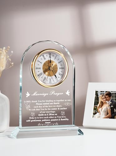 Wedding Gifts for Couples 2026, Unique Marriage Prayer Glass Desk Clock - color: Marriage Prayer