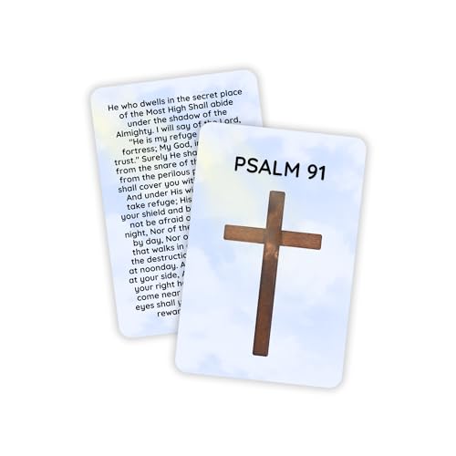 Lashicorn Psalms 91 Bible Verse Wallet Card 5pk 2.1x3.4” Plastic Encouragement Christian Gift Prayer Protection Driving He is My Refuge and My Fortress His Truth Faith Clouds