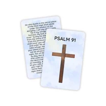 Lashicorn Psalms 91 Bible Verse Wallet Card 5pk 2.1x3.4” Plastic Encouragement Christian Gift Prayer Protection Driving He is My Refuge and My Fortress His Truth Faith Clouds