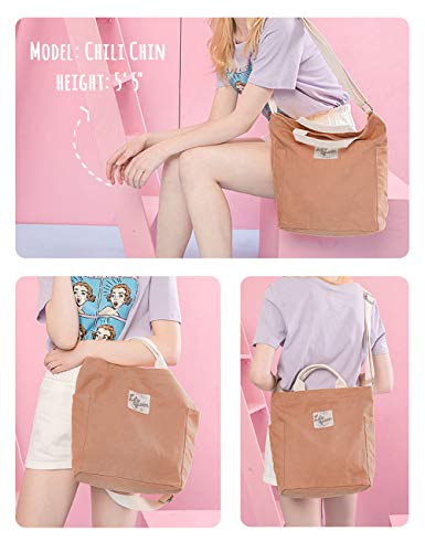 Lily queen Women Canvas Tote Handbags Casual Shoulder Work Bag Crossbody - color: Brown Sugar