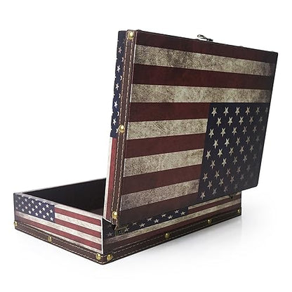 DreamsEden Wooden American Flag Storage Box,Memory Keepsake Box with Latch - color: US Flag