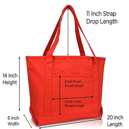 DALIX 20" Solid Color Cotton Canvas Shopping Tote Bag in Red - color: Red