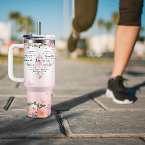 Christian Gifts for Women 40oz Tumbler - Insulated Travel Mug with Handle (christian, bible verse, inspirational, 40 Ounces) - color: christian, bible verse, inspirational
